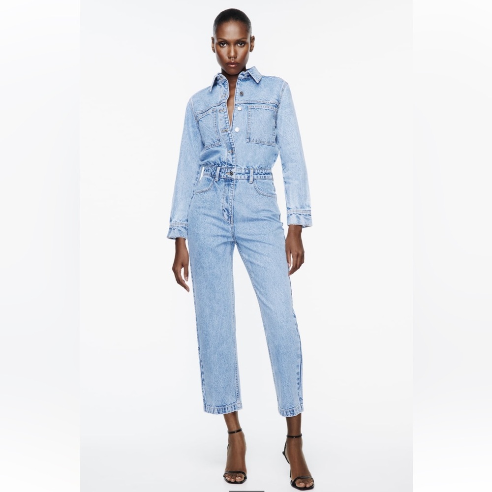 Zara Blue Denim Jumpsuit - Picture 4 of 16